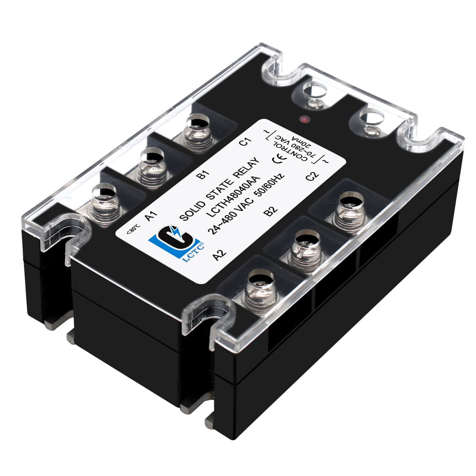 LCLCTC 3 Phase Solid State Relay SSR-40AA AC to (Input 70-280VAC small