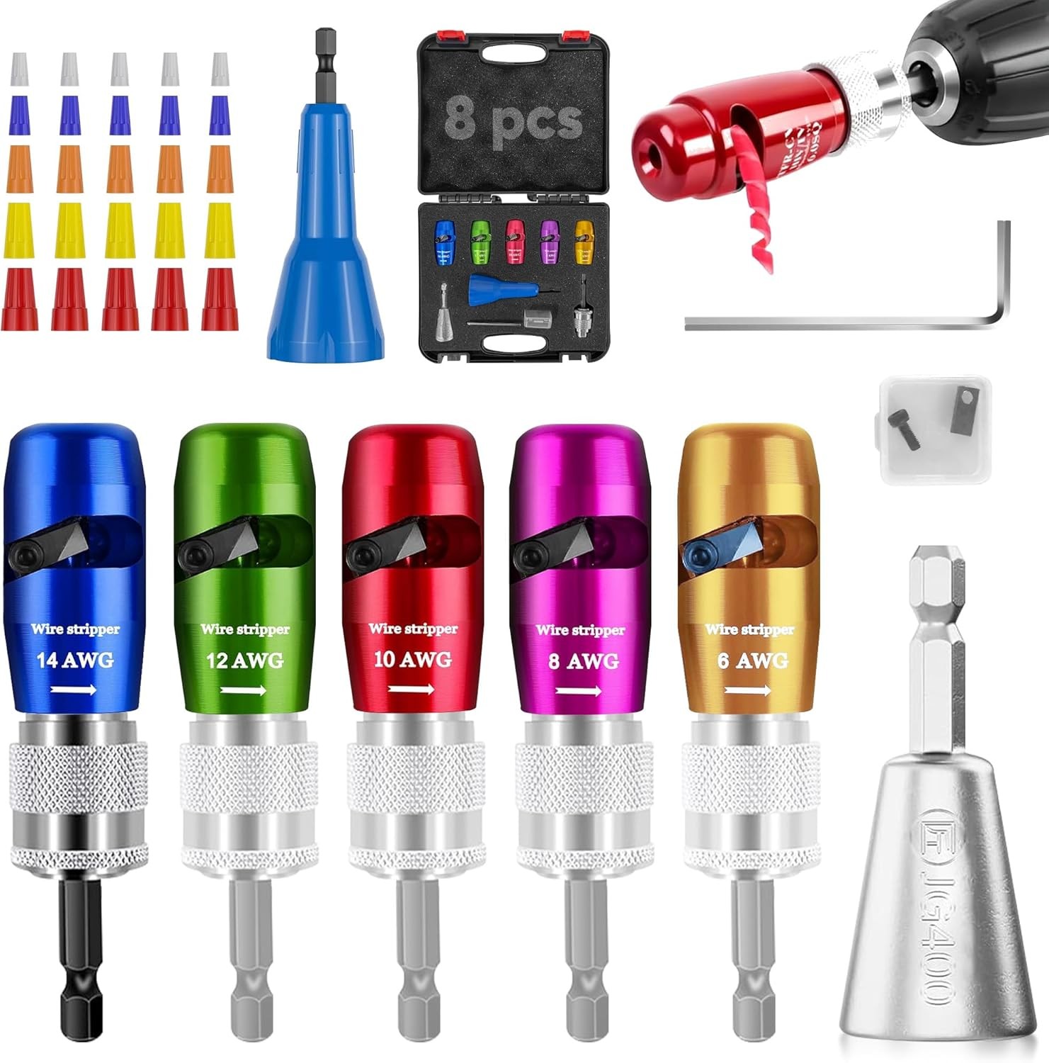 8X Wire Stripper Tool Regulations Wire Stripper for Drill Twisting Connector Set