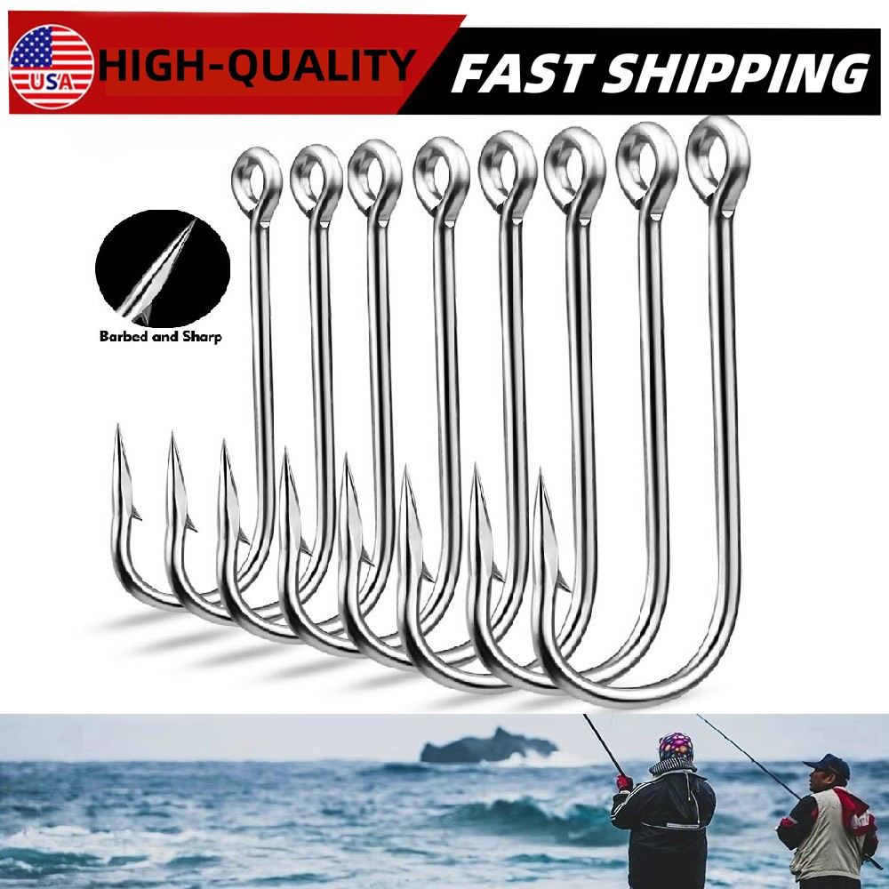 50pc 34007 Stainless Steel O'shaughnessy Fishing Hooks Long Shank Saltwater Hook