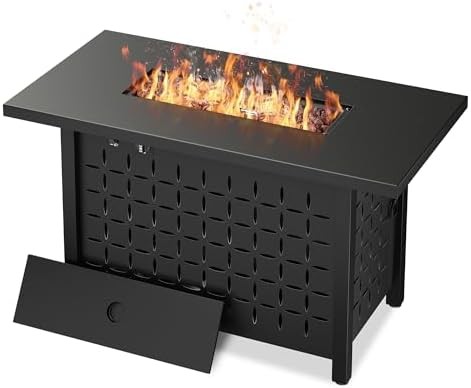 Vongrasig 43" Gas Fire Pit for Outside, 50,000 BTU Outdoor Propane Fire Pit Tabl