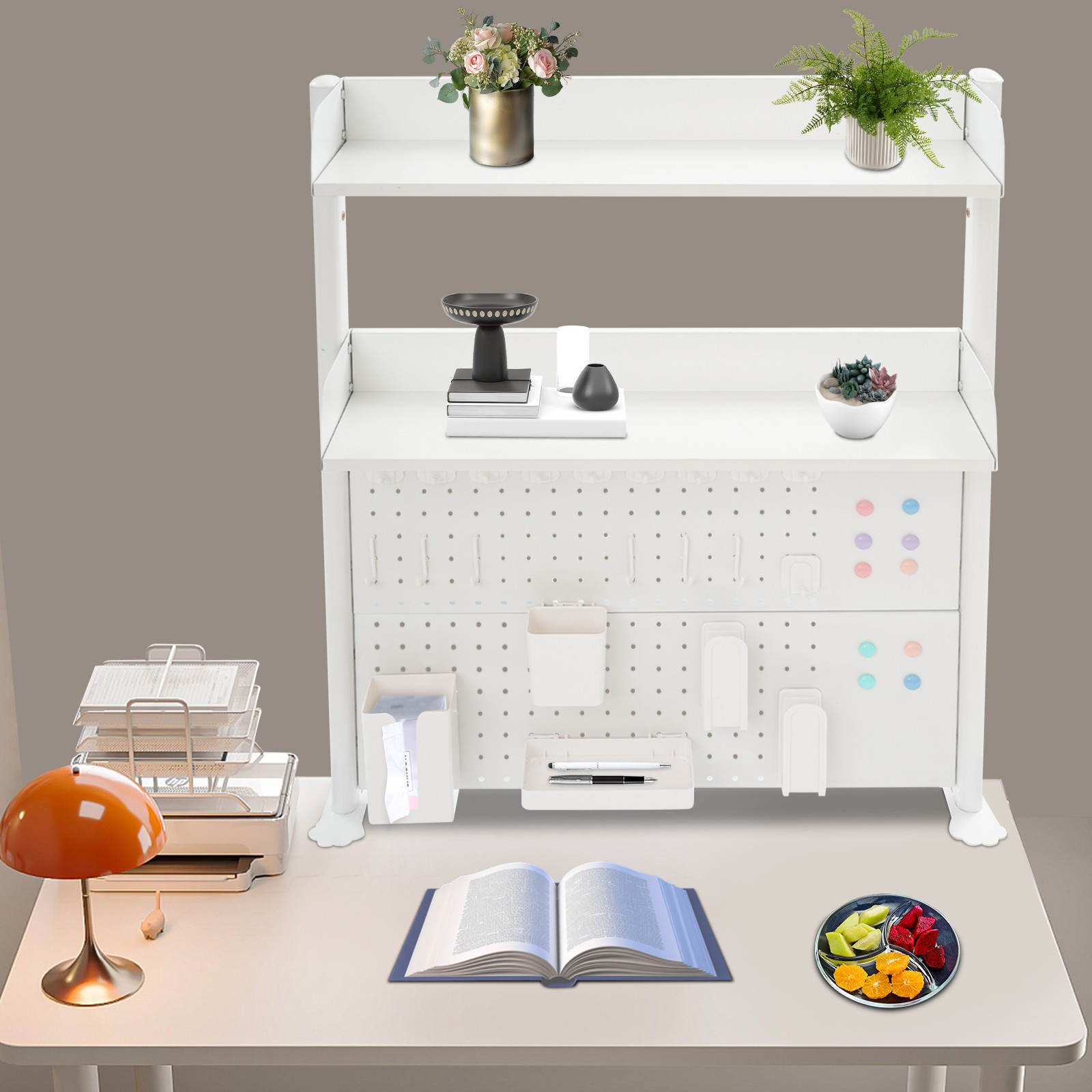 Tabletop Pegboard Bookshelf Clamp On Desk Organizer Multipurpose Bookshelf US