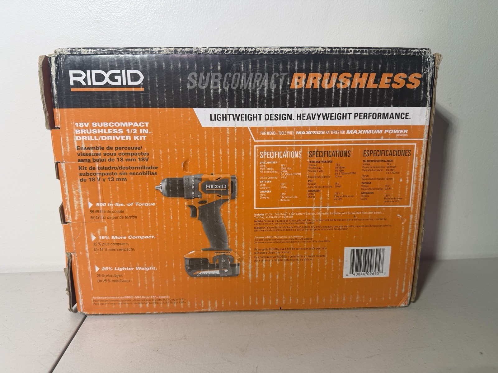 RIDGID 18V SubCompact Brushless Drill/Driver Kit 2Ah R87012K1