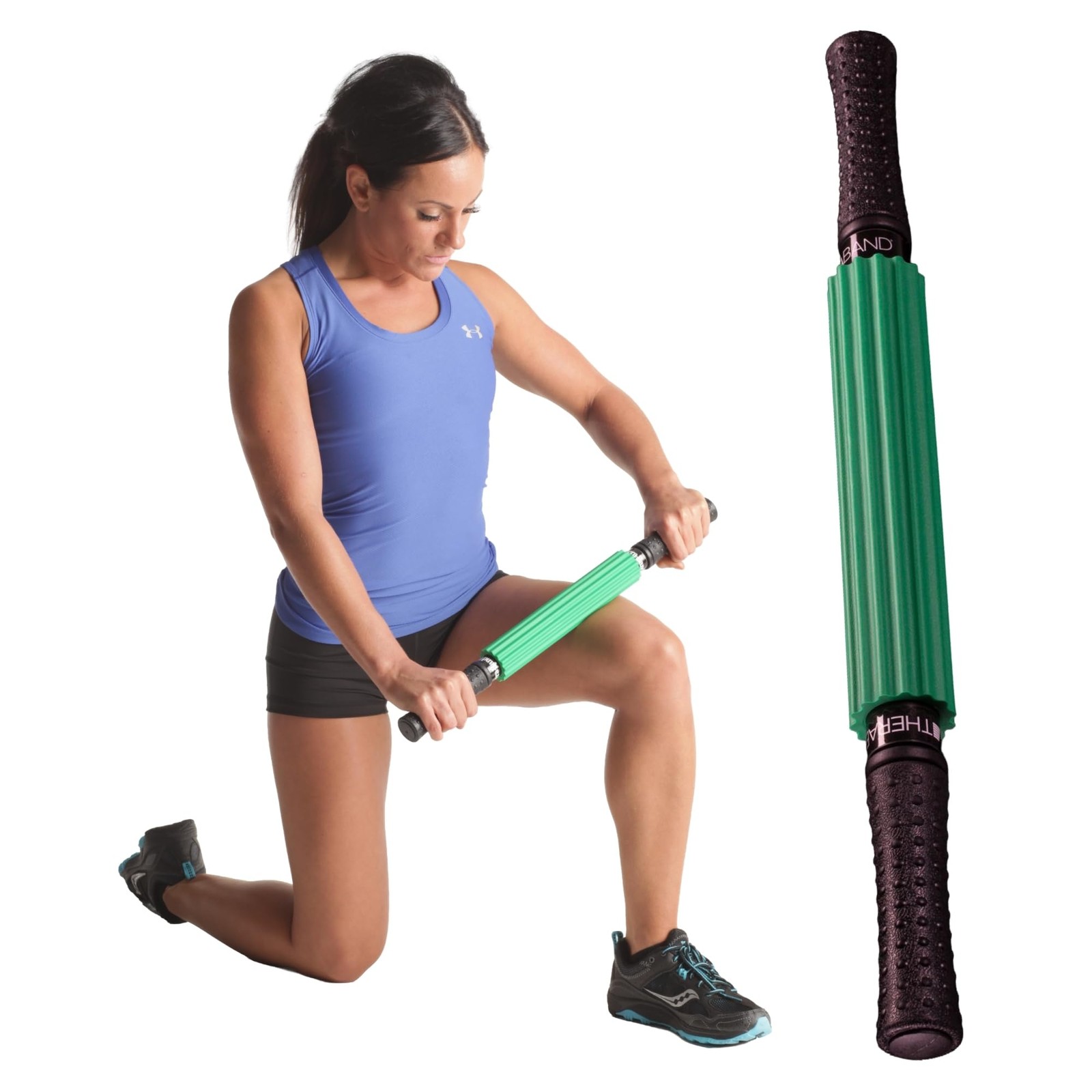 THERABAND Roller Massager Stick Standard, Deep Tissue Muscle X-firm, Green