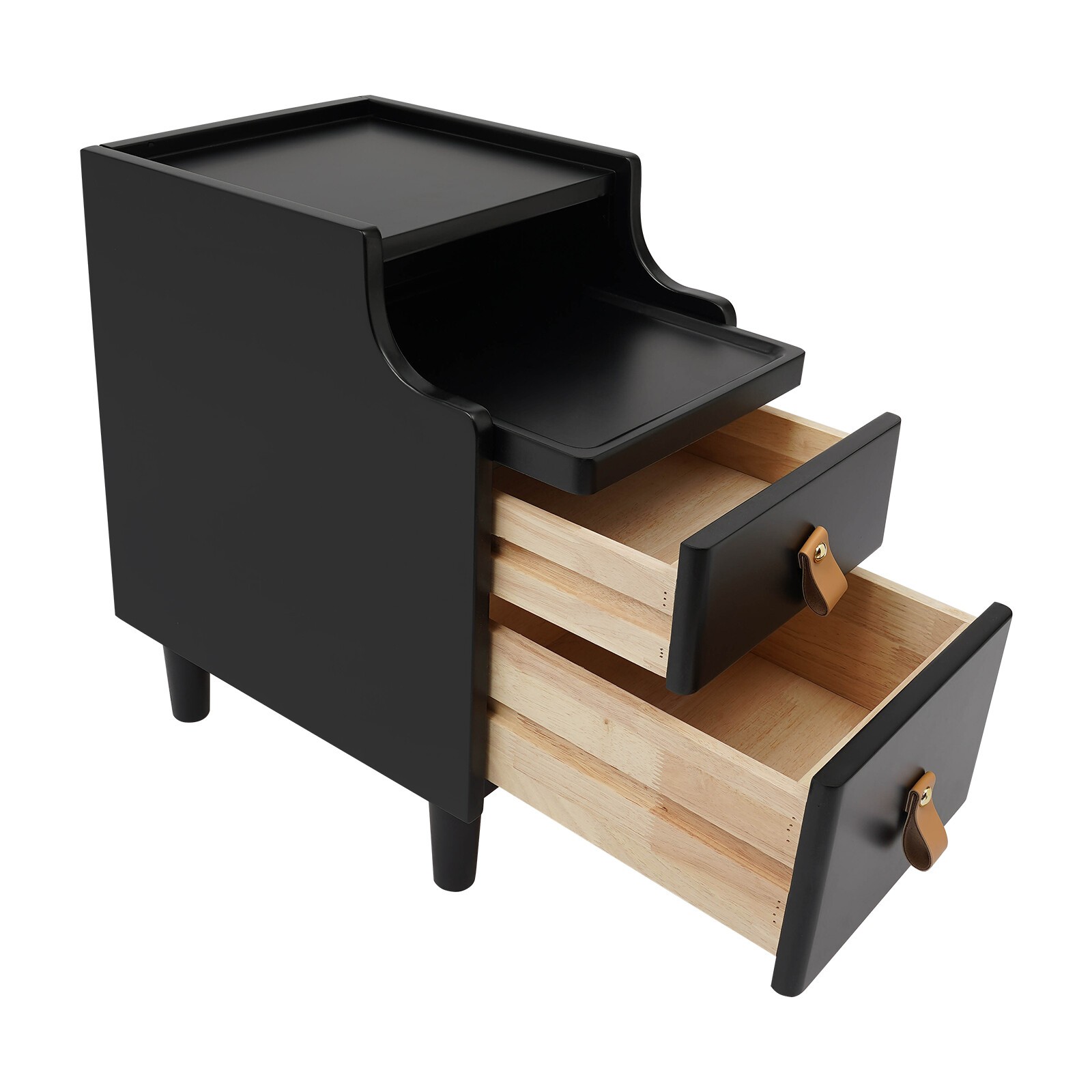 2-Tier Bedroom Storage Cabinet Nightstand with 2 Drawers Modern Bedside Table