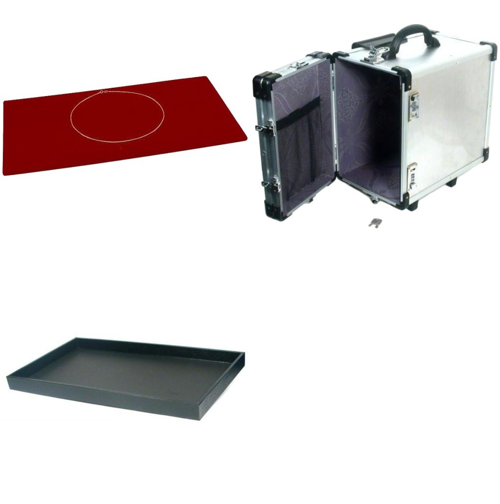 25 Jewelry Display Pad Trays & Aluminum Carrying Case