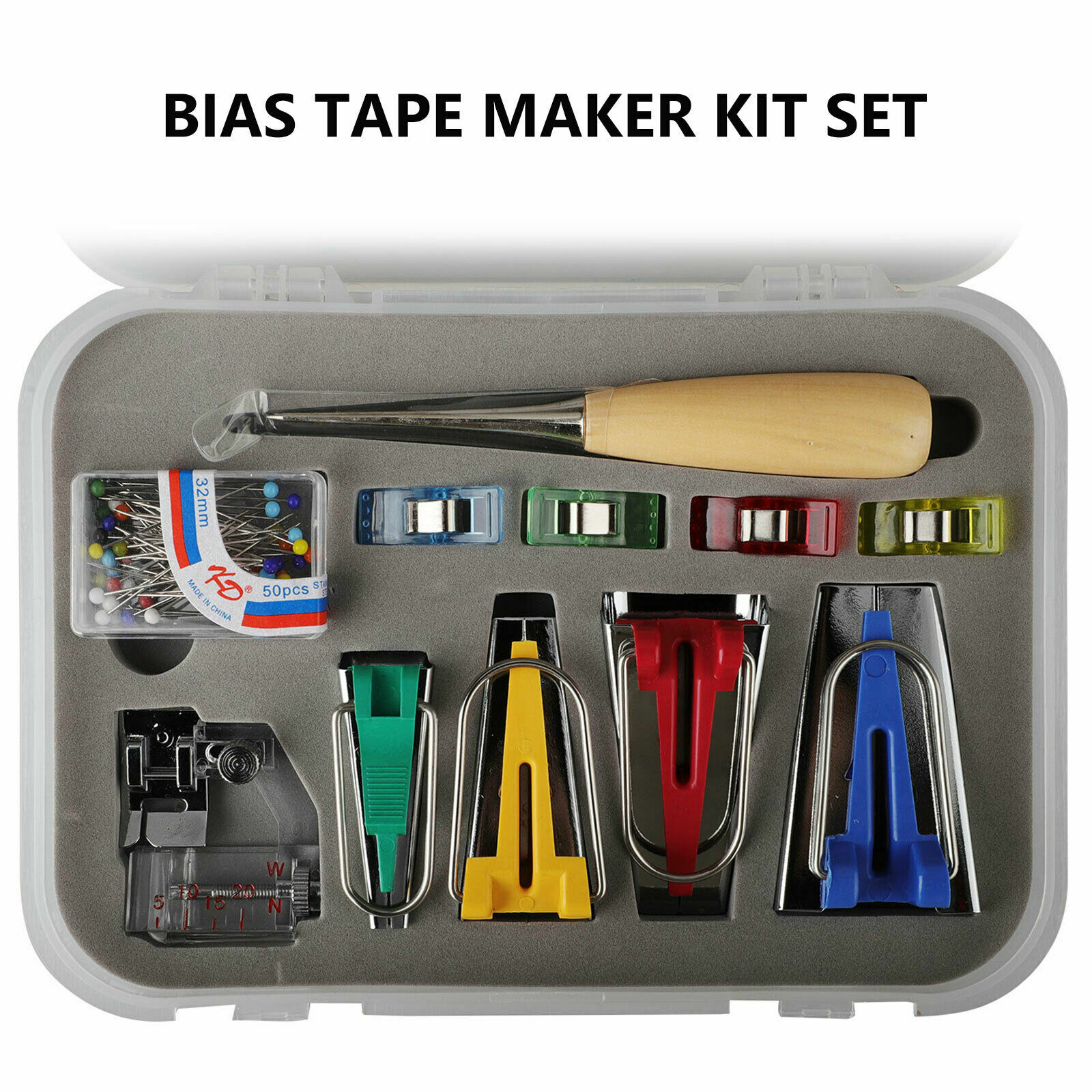 60pcs Fabric Bias Binding Tape Maker Kit Binder Foot For Sewing Quilting Sew Kit