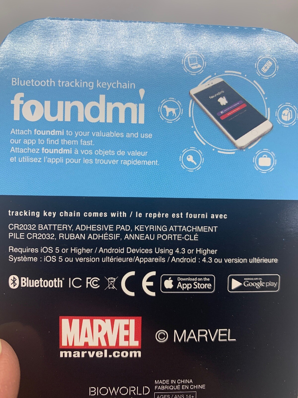 Avengers Thor foundmi Bluetooth Tracker Backpack Keys GPS Marvel Keychain