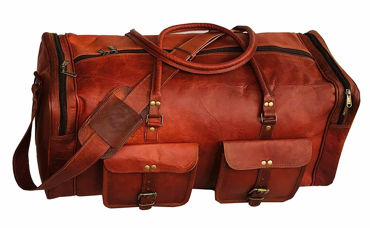 Men's Adult Perfect Leather Gym Duffel Bag Travel Weekender Overnight Luggage