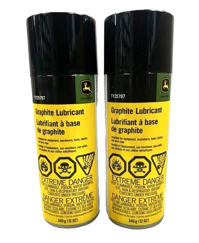 2 cans - OEM John Deere Graphite Lubricant Aerosol Spray Can 12 oz TY25797