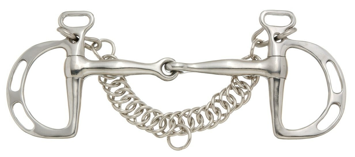 Slotted Kimberwicke English Snaffle Bit - Stainless Steel - 5" mouth