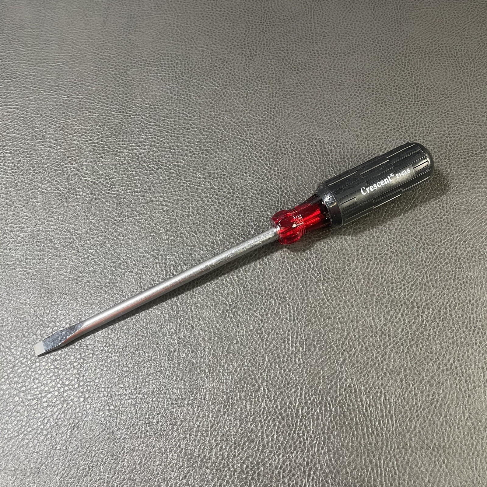 Crescent 2143-8 Round Shank Screwdriver, 8” Long 3/8" Flat Tip, Cushion Grip USA