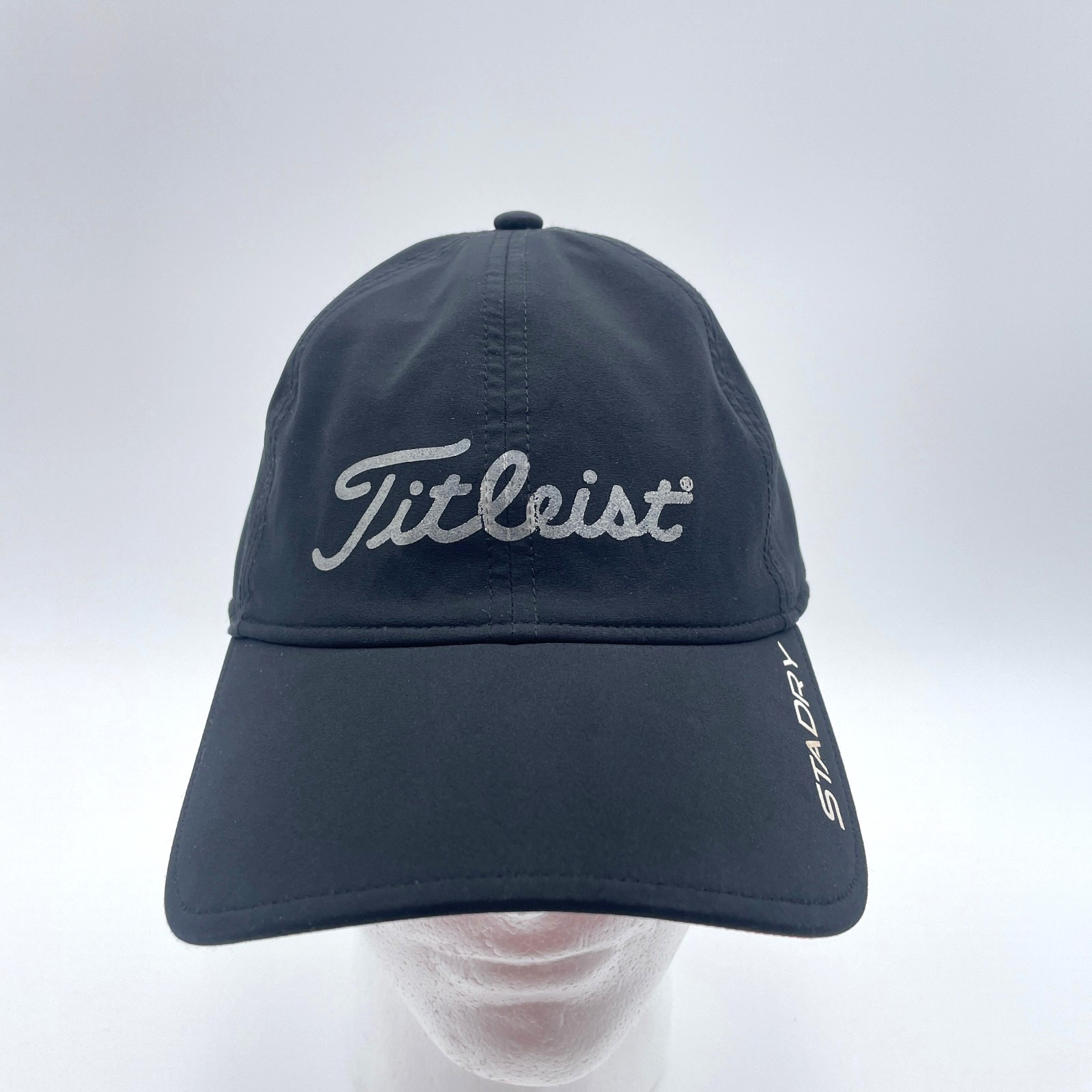 Titleist Hat Cap Black Strapback StaDry Stretch Wicking Lightweight OSFA Golf