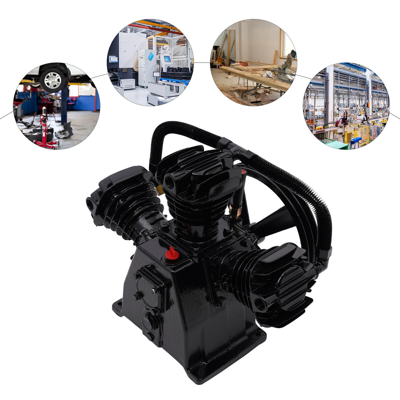 4HP Single-Stage Inline-Twin Replacement Air Compressor Pump 3 Cylinder Head