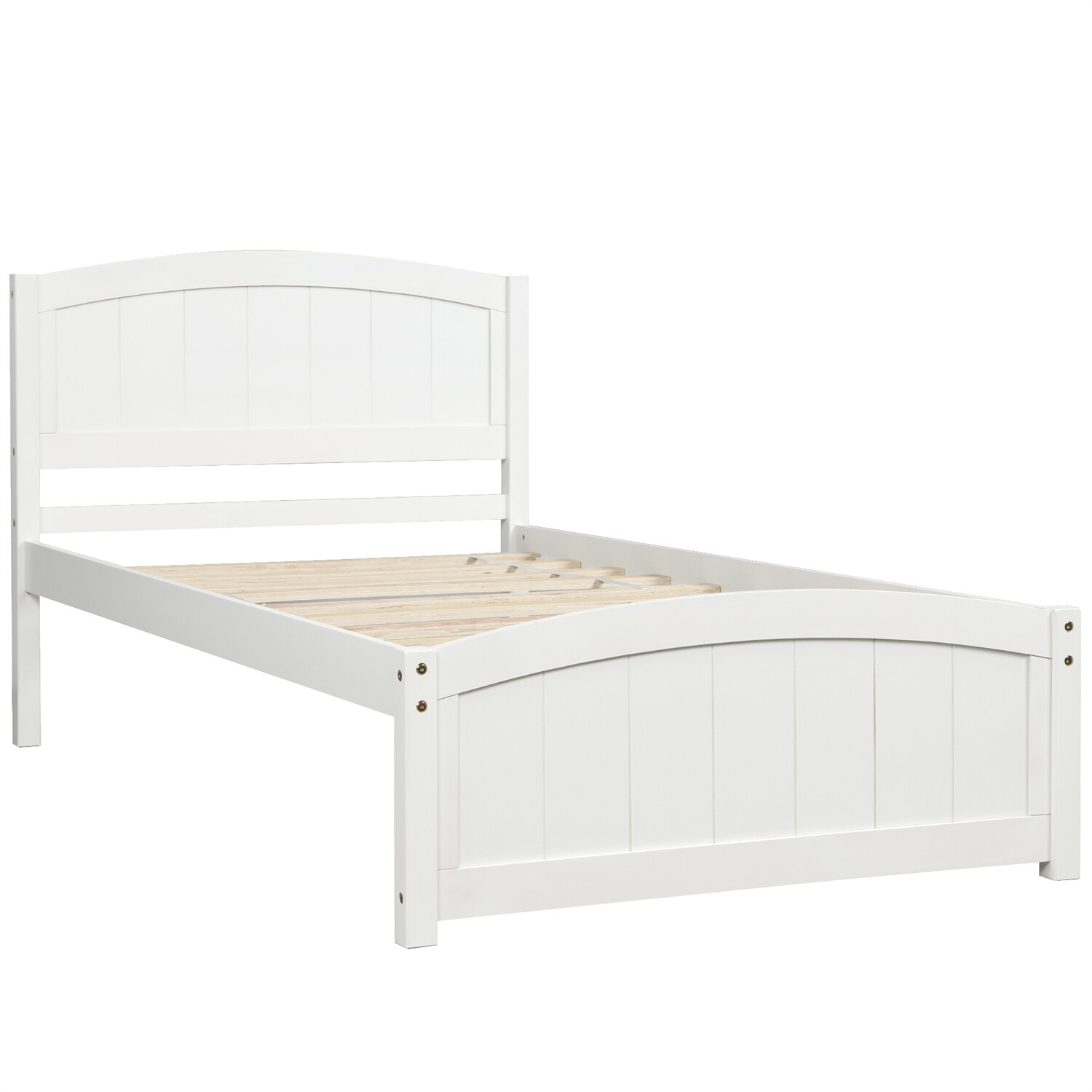 Twin Size Bed Frame Wood Platform Bed Frame with Headboard White/Gray/Espresso