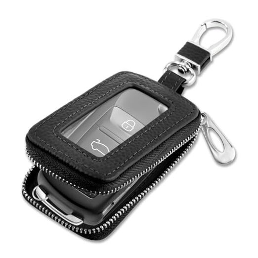 Stylish Car Key Fob Case with Sunroof&Keychain,Leather Car Key Fob Cover Black