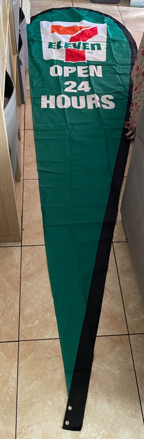 7-ELEVEN OPEN 24 HOURS  BOTH SIDE PRINTED 12FT.  Feather Banner   - FLAG ONLY