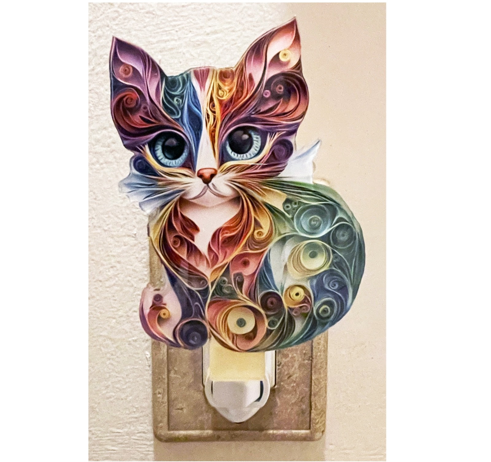 Nightlight With On/Off Switch For Any Room. Two Designs of Colorful Cat