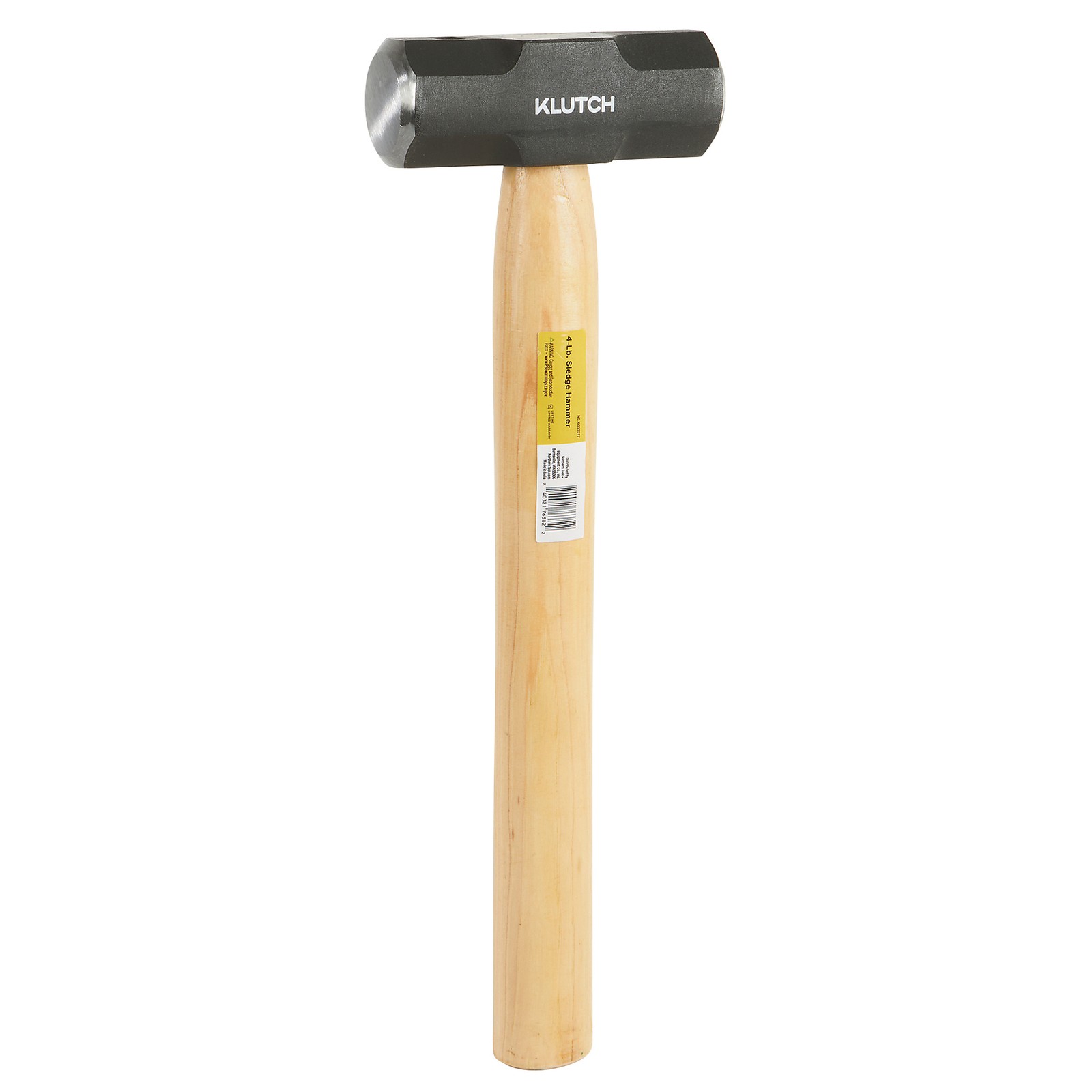 Klutch 4-Lb. Sledge Hammer with Hickory Handle, 15in.L Hickory Handle