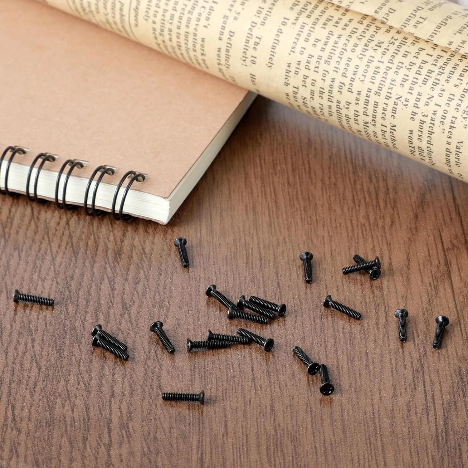 Small Screws Assortment Kit M1.2 / M1.4 / M2.0 Tiny Micro Screws Set Black 500pc