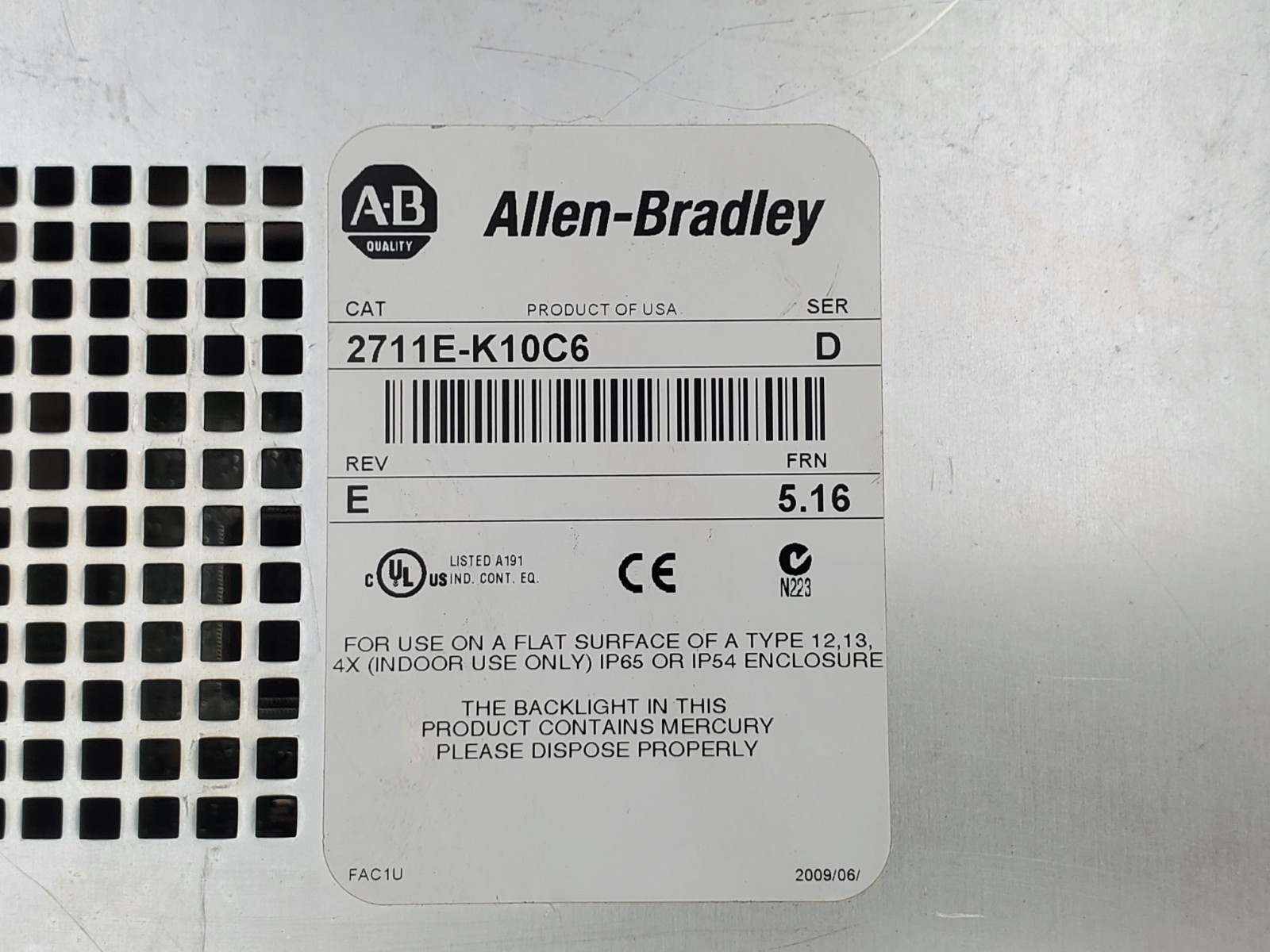 Allen Bradley 2711E-K10C6 PanelView 1000e LCD Keypad Panel