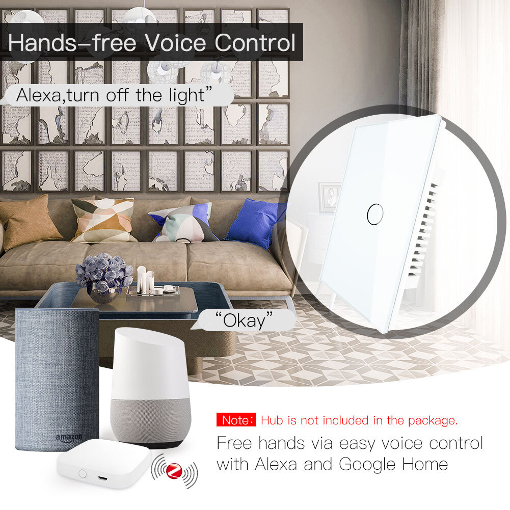 MOES ZigBee Smart Light Switch Wall Touch Glass Panel Alexa Google APP Control