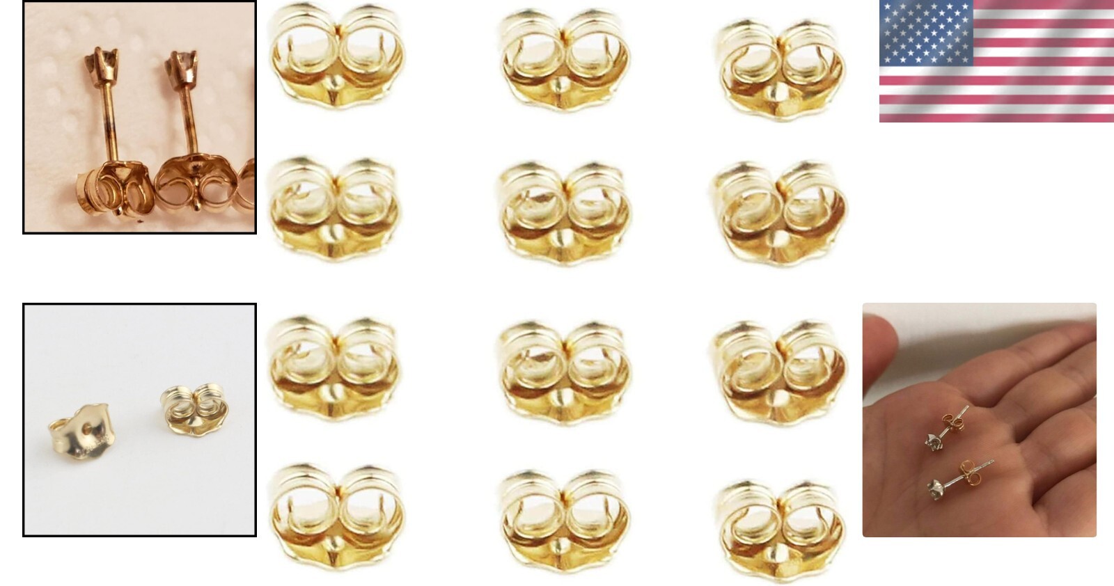 Luxurious 14K Gold Ear Locking Backs - Polished Finish for Stud Earrings