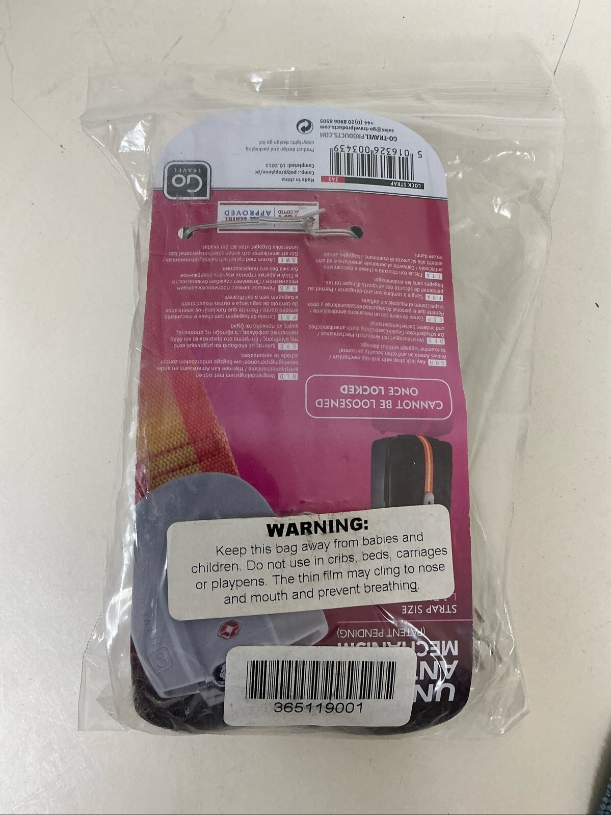 Go Travel Security Luggage Lock Strap-New