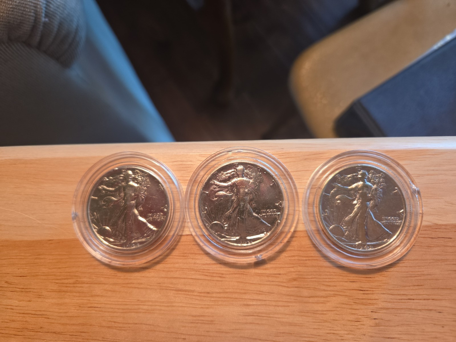 1941s, 1943s, 1944d Walking Liberty Silver Half Dollars, Lot of 3, Nice!!