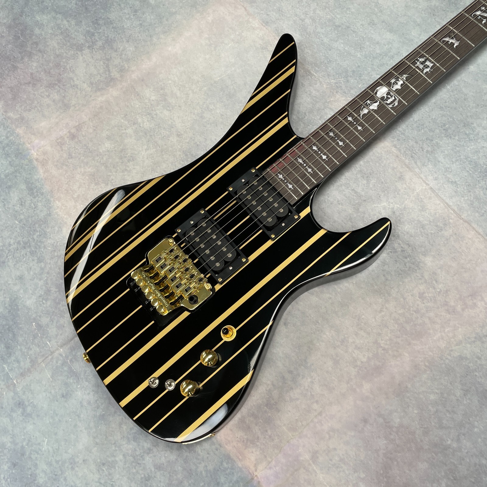 Schecter Synyster Gates Silver Striped Black Electric Guitar Floyd Rose Tremolo