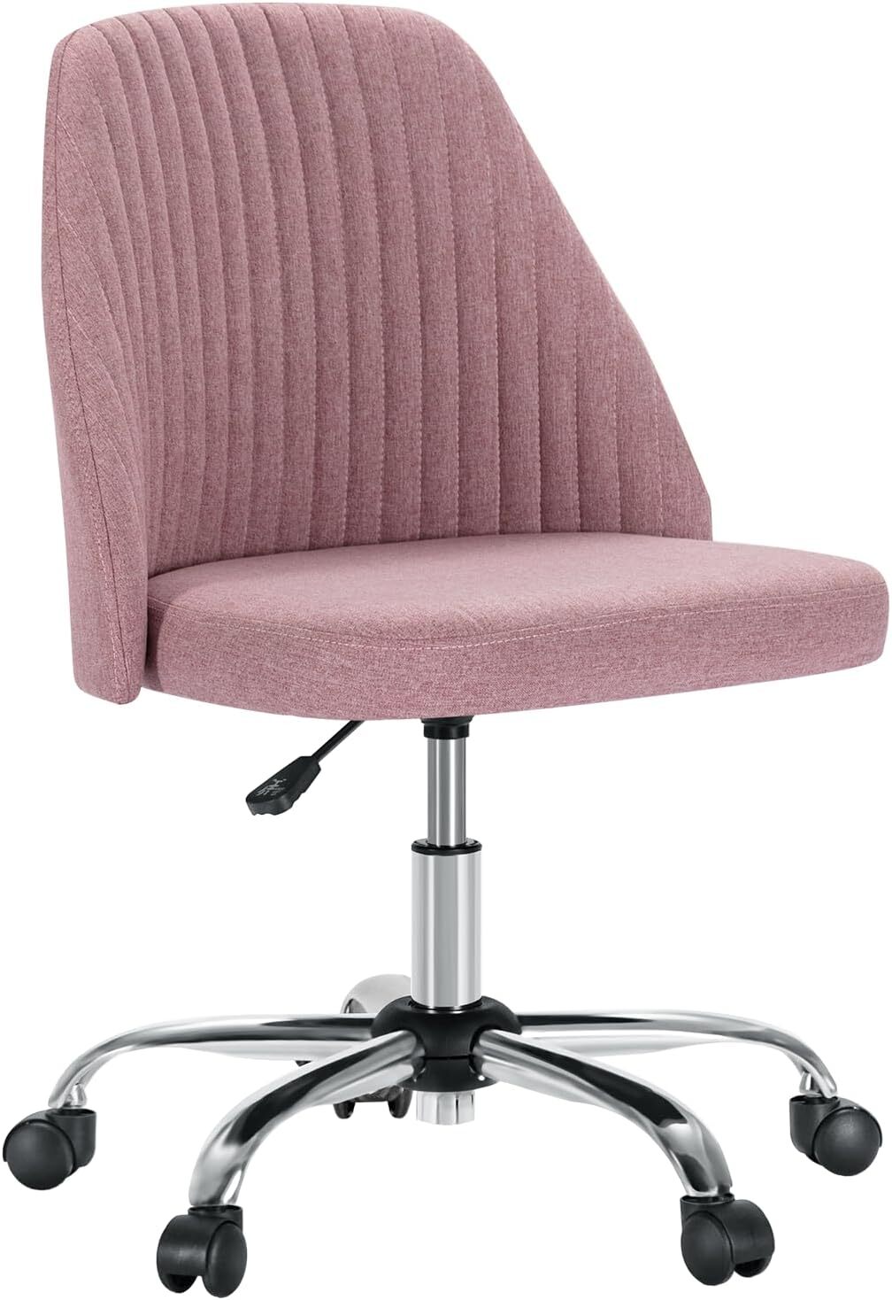Comfy Office Desk Chair with Wheels Fabric Vanity Swivel Chair with Mid Back