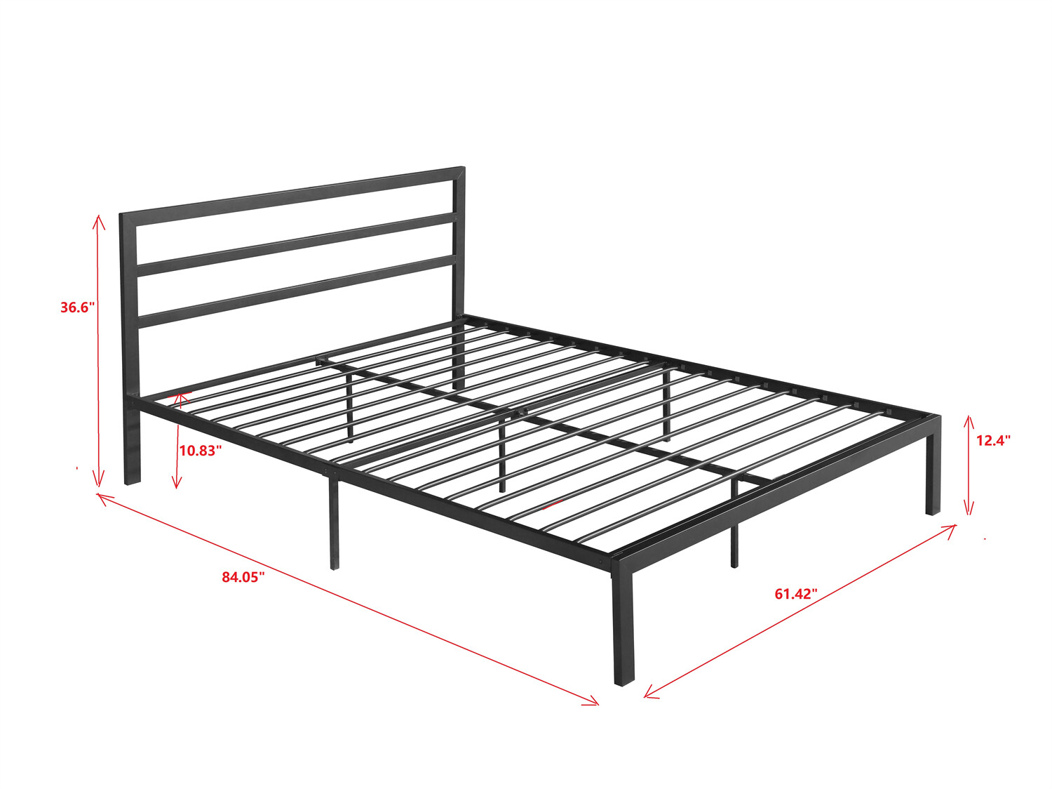 Modern Queen Size Bed Frame Metal Platform Bed Frame with Headboard Grey US