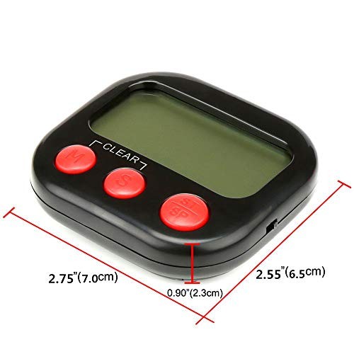 2 Pack Digital Kitchen Timer Big LCD Screen Loud Alarm Strong Black+red
