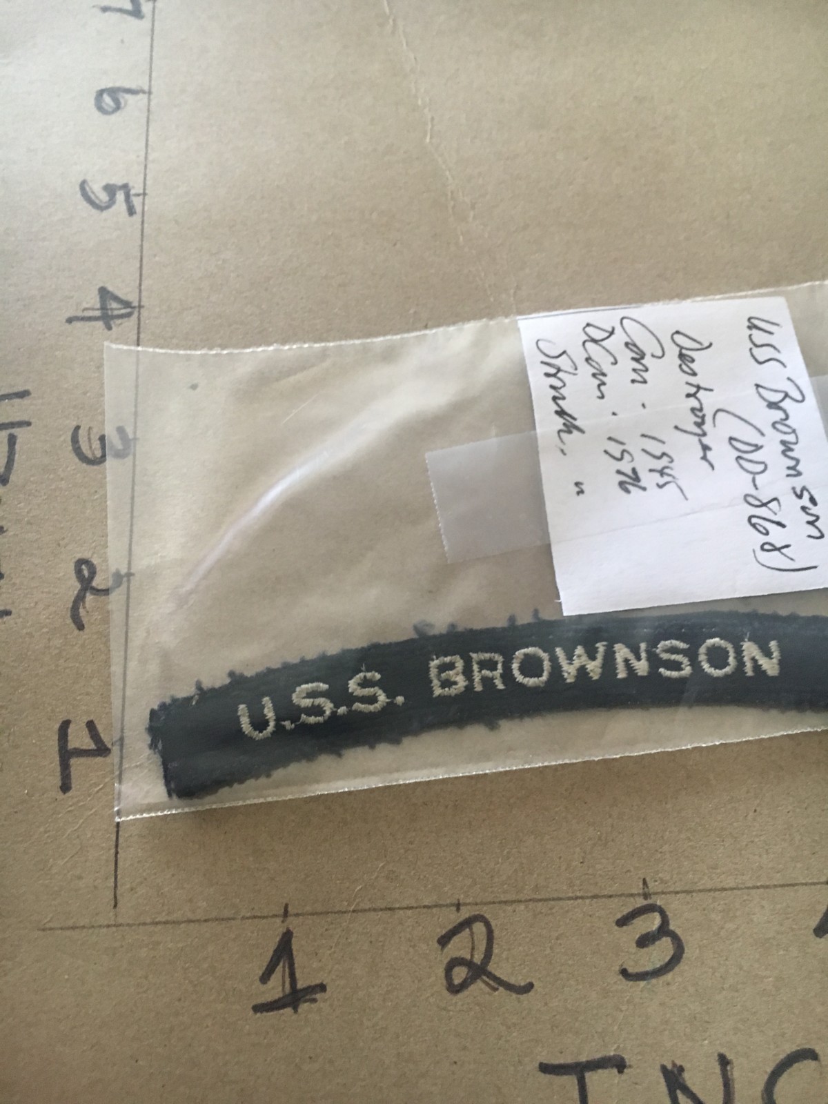 US NAVY SHOULDER STRIP TAB *** rocker *** Patch USS Brownson