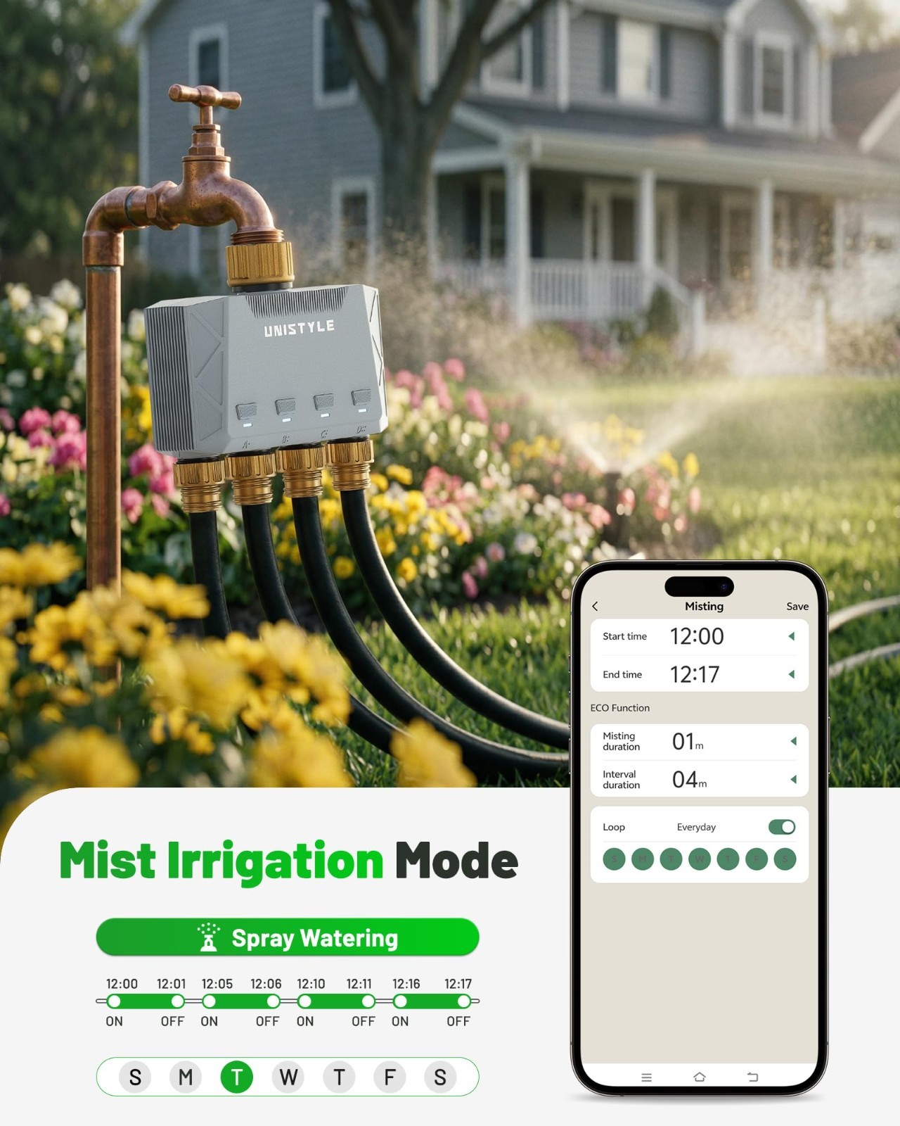 1700FT WiFi 4 Zone Garden Hose Timer, Smart Sprinkler Controller, Alexa/Google C