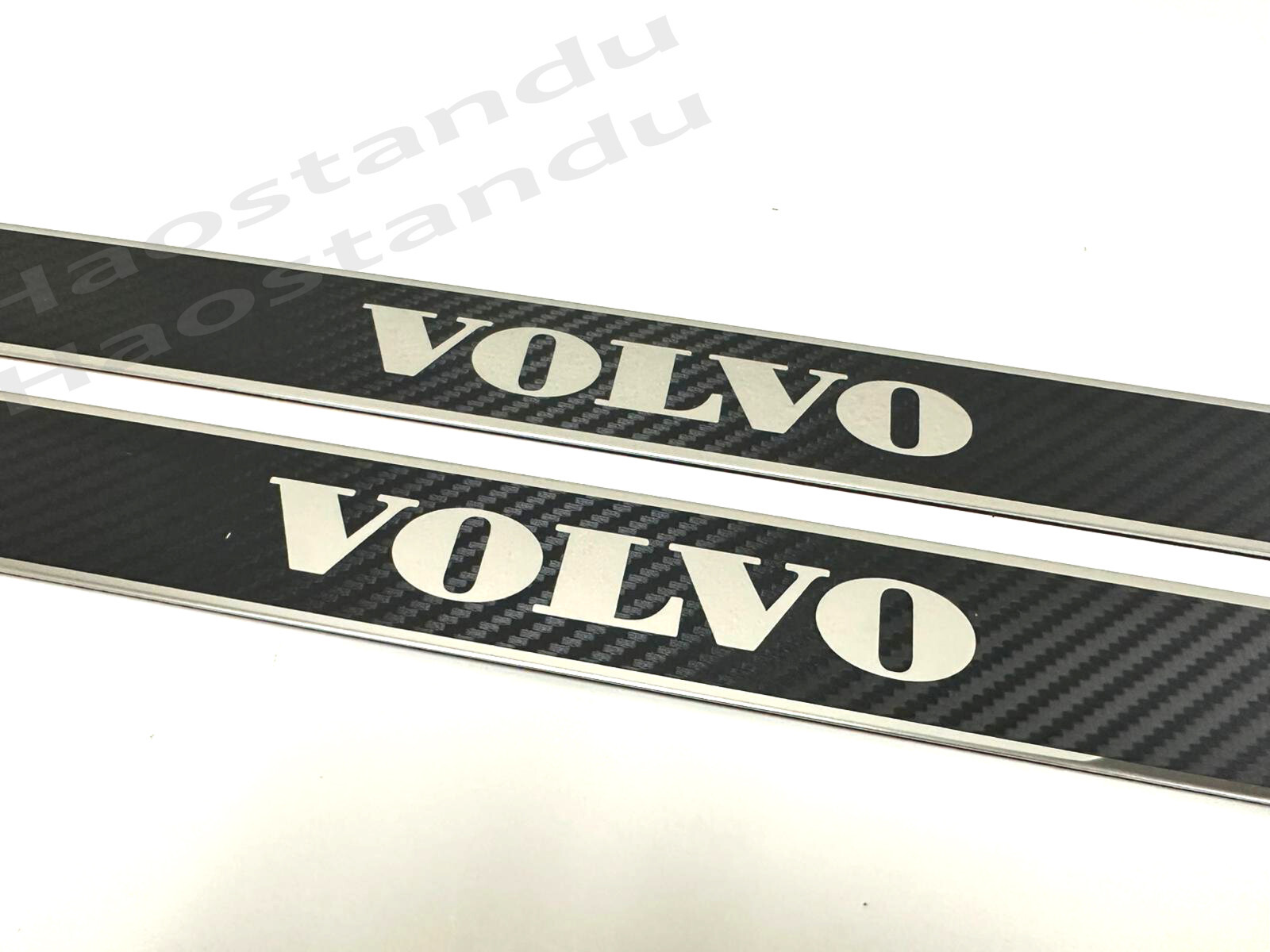 2pcs VOLVO Stainless Steel Door Sills Plate Scuff Protection Plates Carbon Style