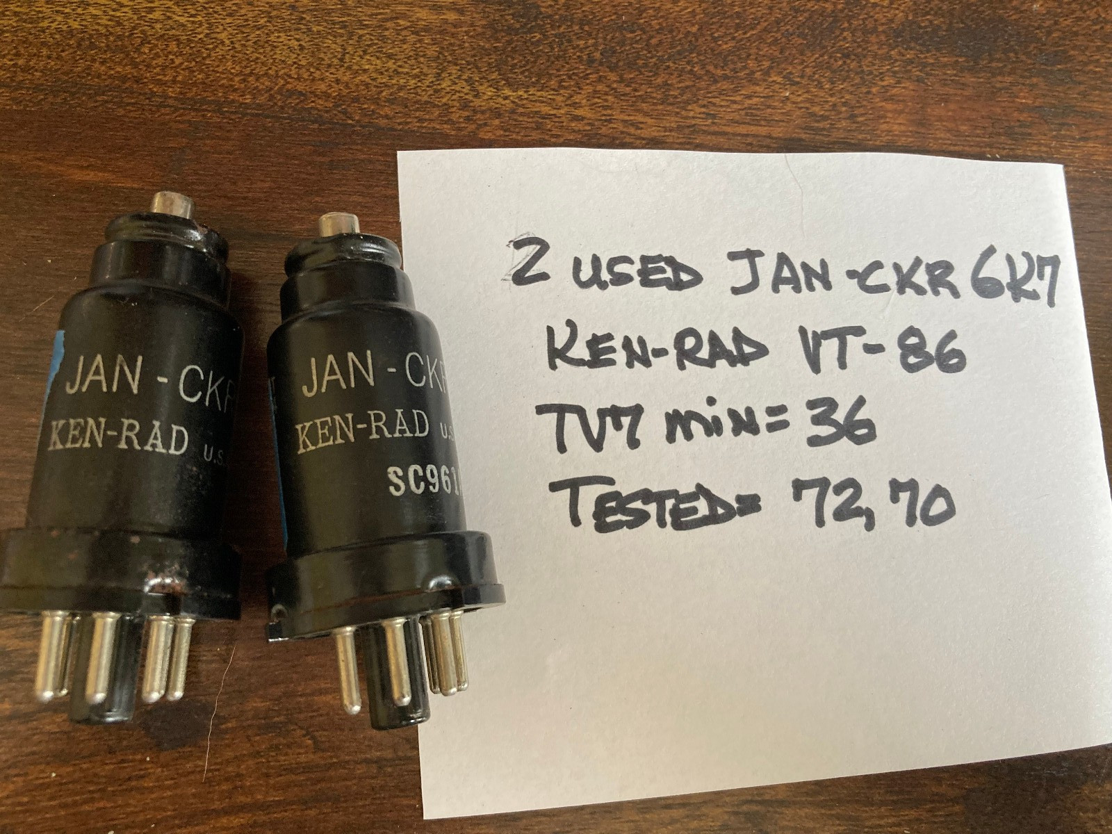 Pair JAN-CKR 6K7 metal KEN-RAD used radio vacuum tubes TV7=EX