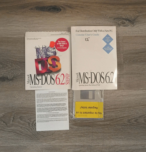 Microsoft MS-DOS 6.2 Step-Up 3.5 Floppy Disk Operating System w/ SEALED MANUAL