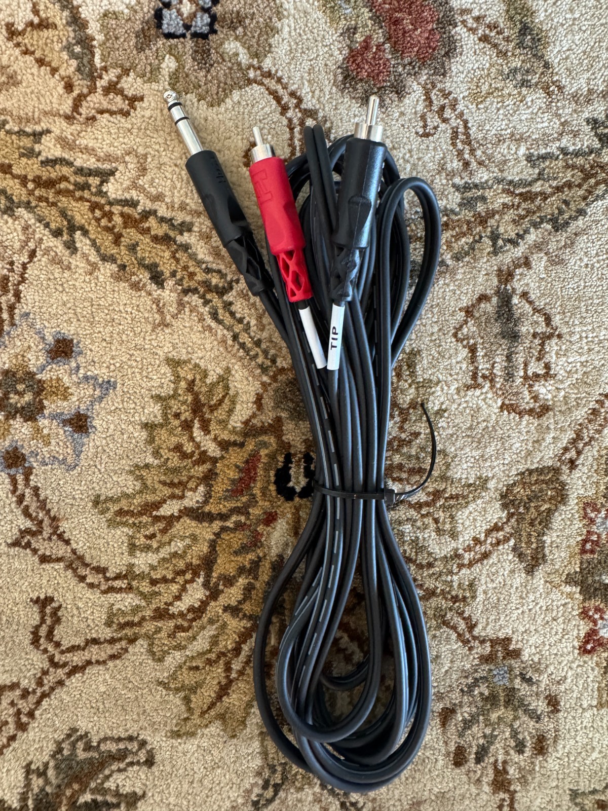 Hosa TRS-204 Insert Cable - 1/4-inch TRS Male to Dual RCA Male L/R - 12 foot