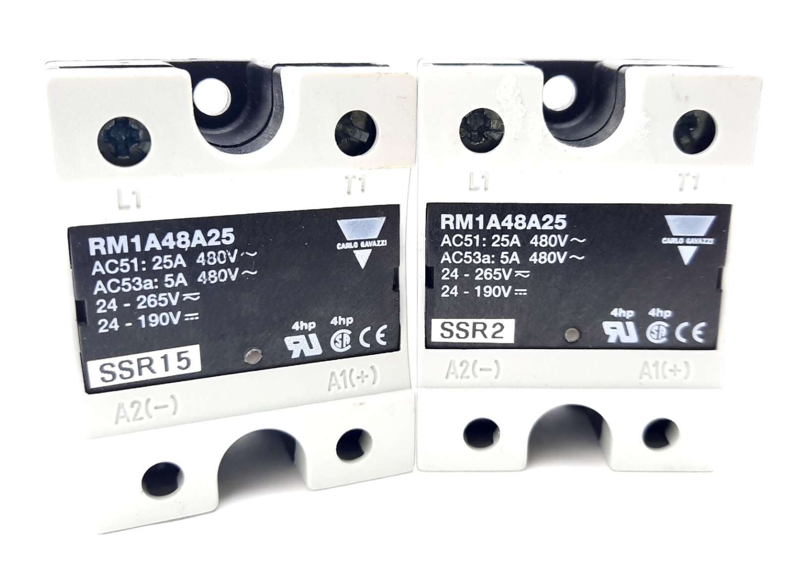 Lot of 2 Carlo Gavazzi RM1A48A25 Solid State Relay SPST N.O. 20-280VAC 22-48VDC