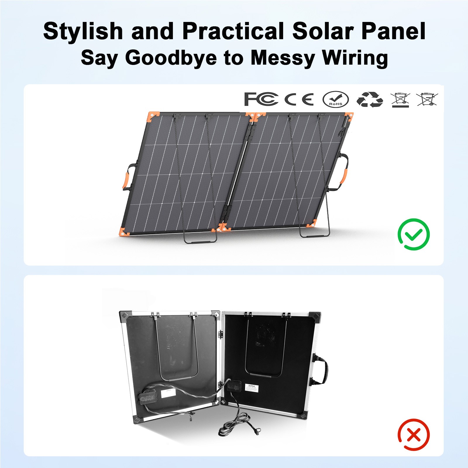 MHPOWOS 200W Solar Panel Bifacial Portable Foldable IP68 ‌Certified Refurbished