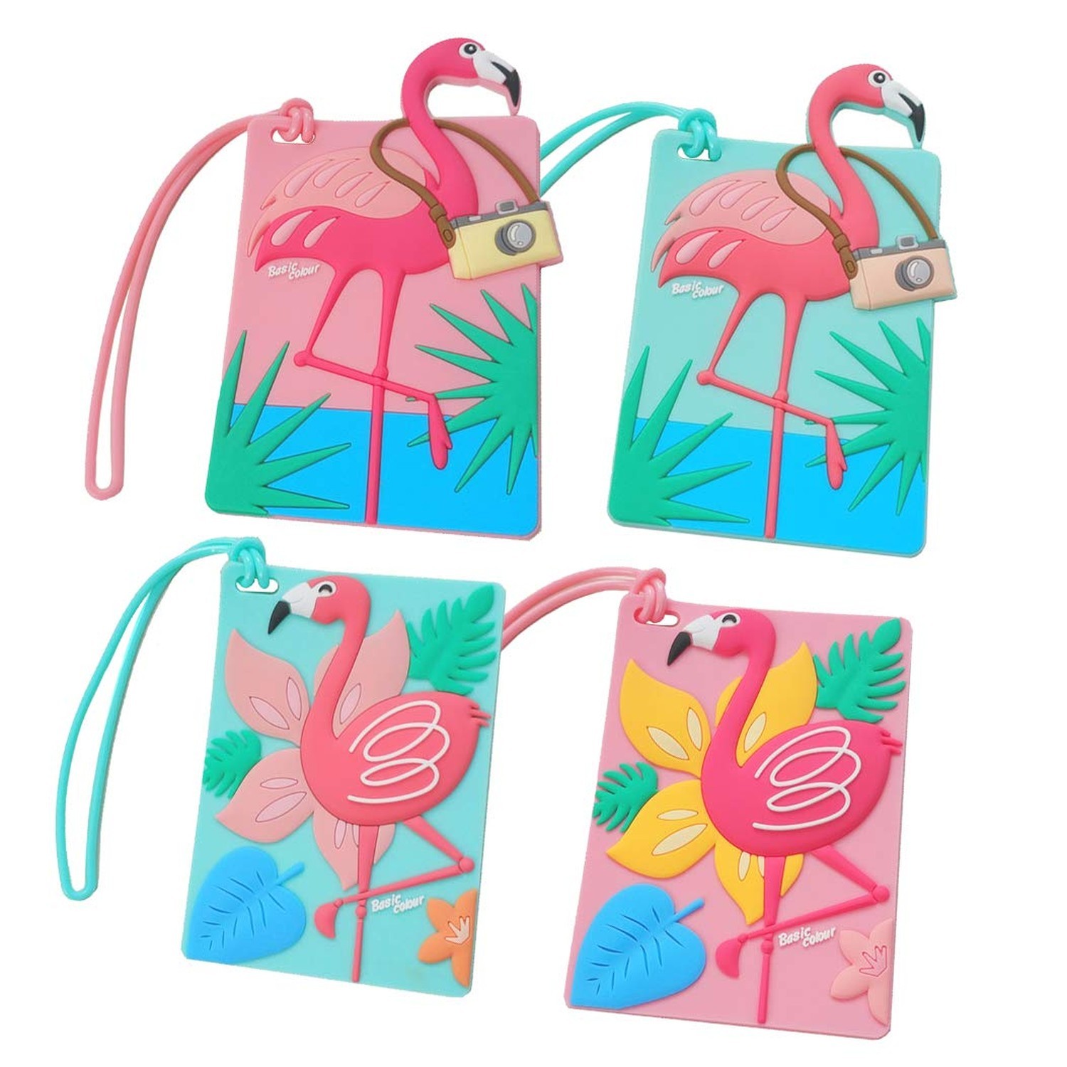 OVOV Traveler Luggage Tags for Suitcases Flamingo Set of 4 | Luggage Name Tag...
