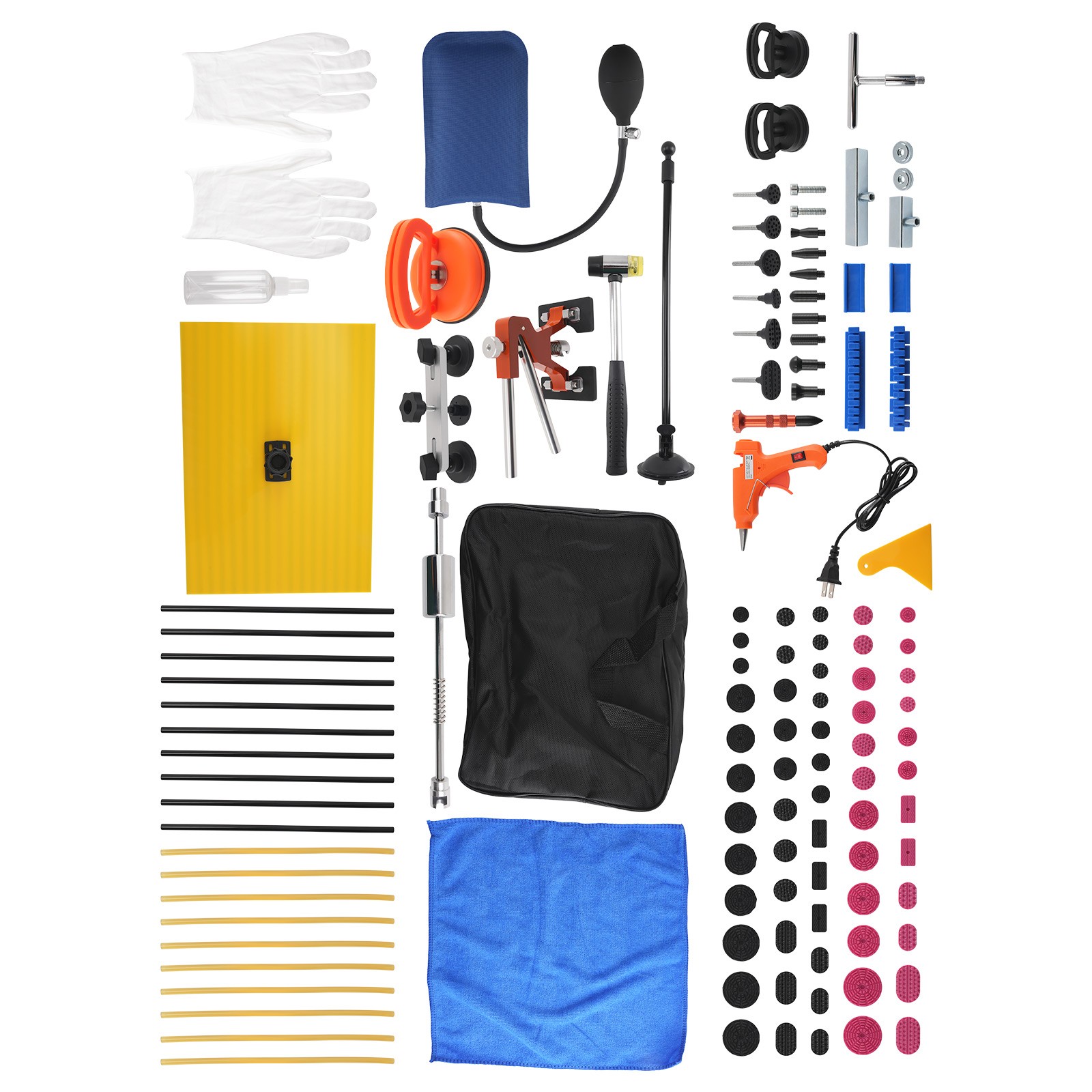 107Pcs Auto Body Dent Repair Kit Bridge Puller Glue Gun Tabs Hammer Tool Set