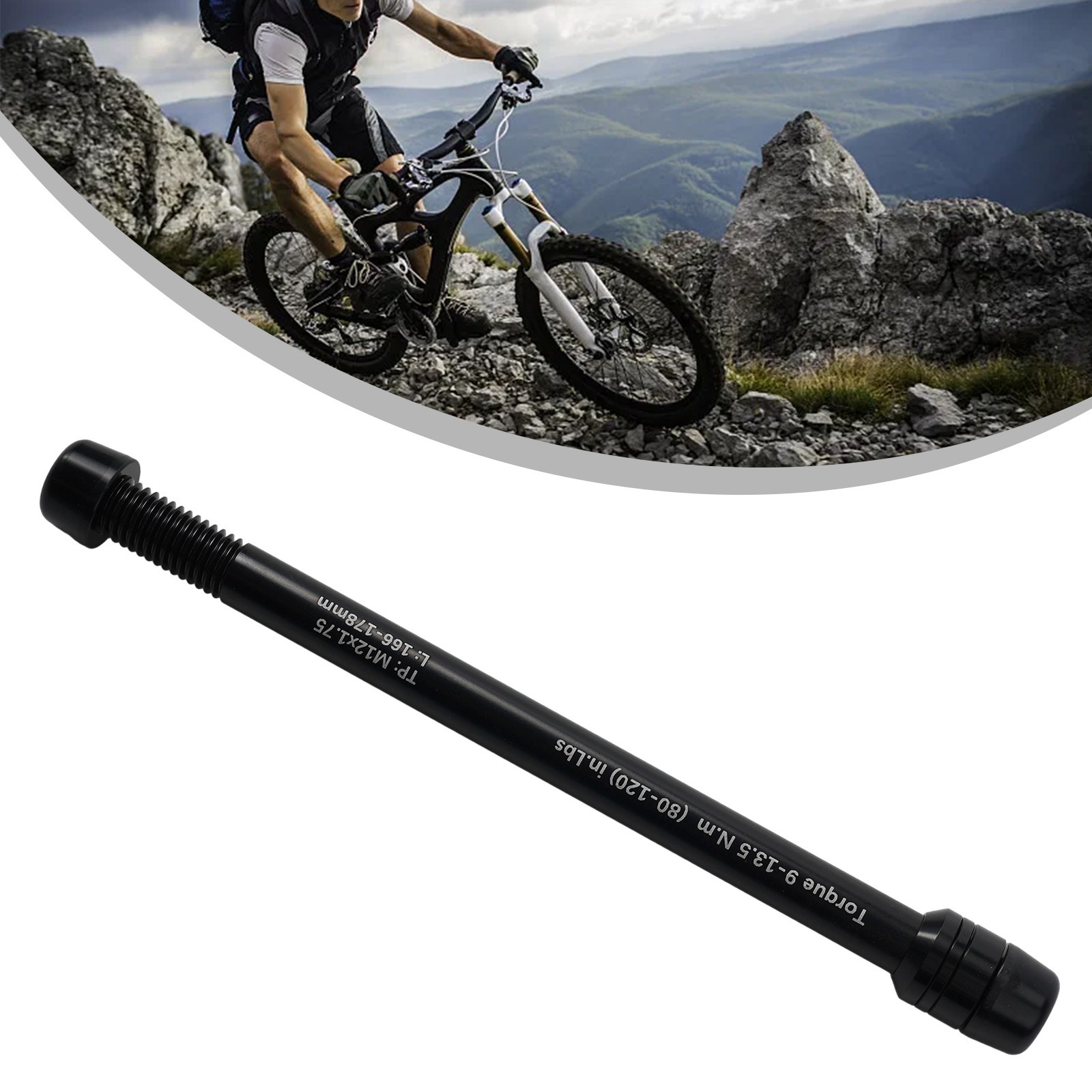 1pc Black Trainer Thru Axle Skewer 12x142-148mm P1.5/P1.75 Bicycle Indoor Sports