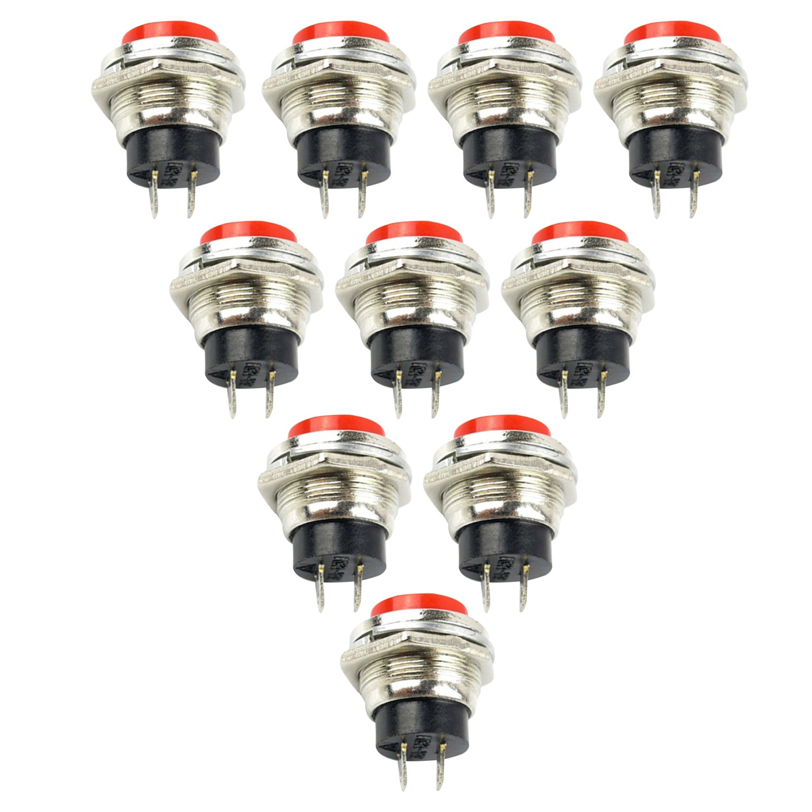 10* Small Self-Reset Round Button Head Power Switch Circle Kill Button Switch N