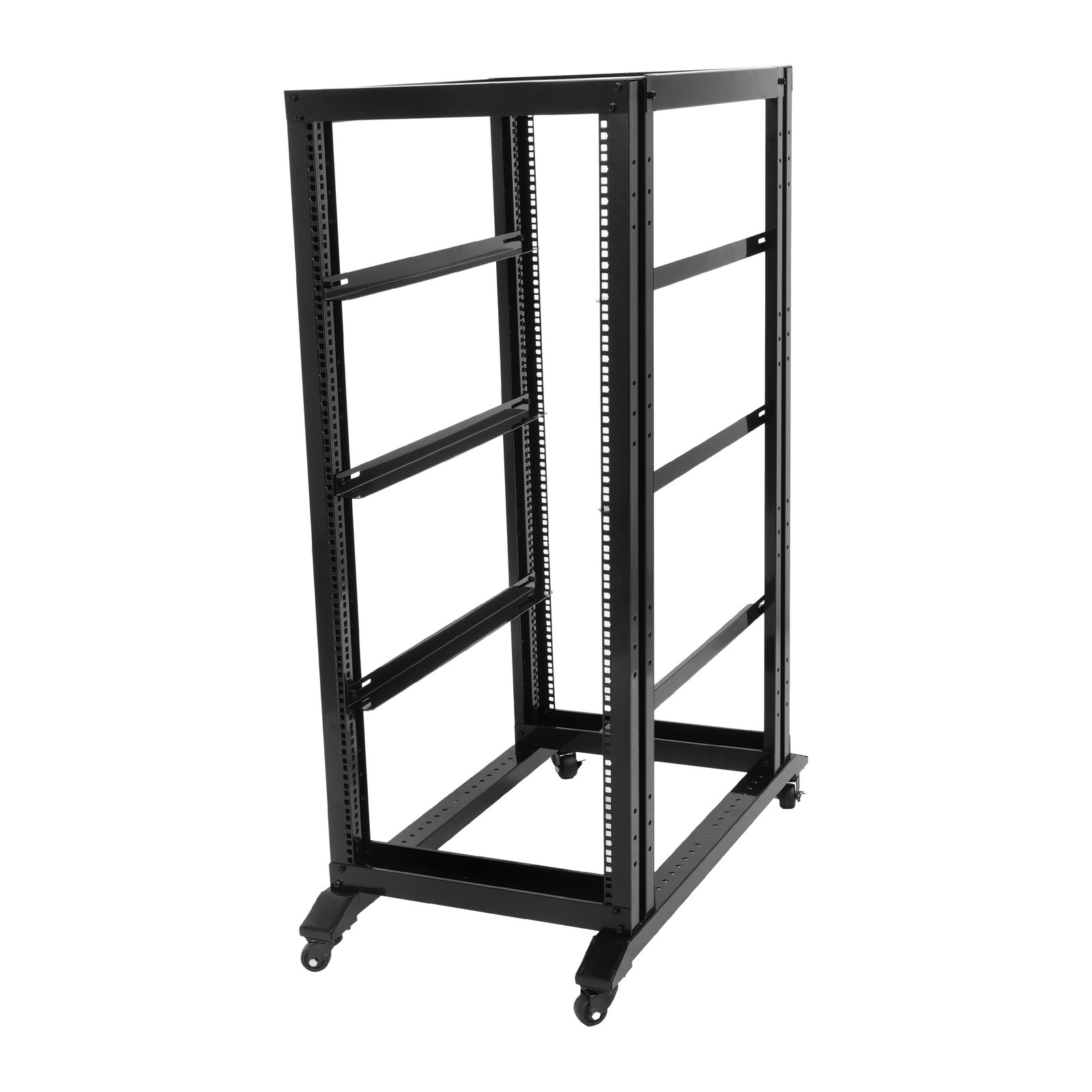27U 4 Post Open Frame Server Rack Network 22" Adjustable Depth W/ Casters