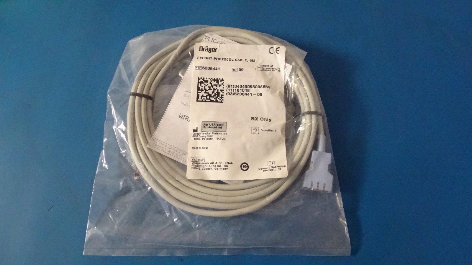 Drager Export Protocol Cable 5206441
