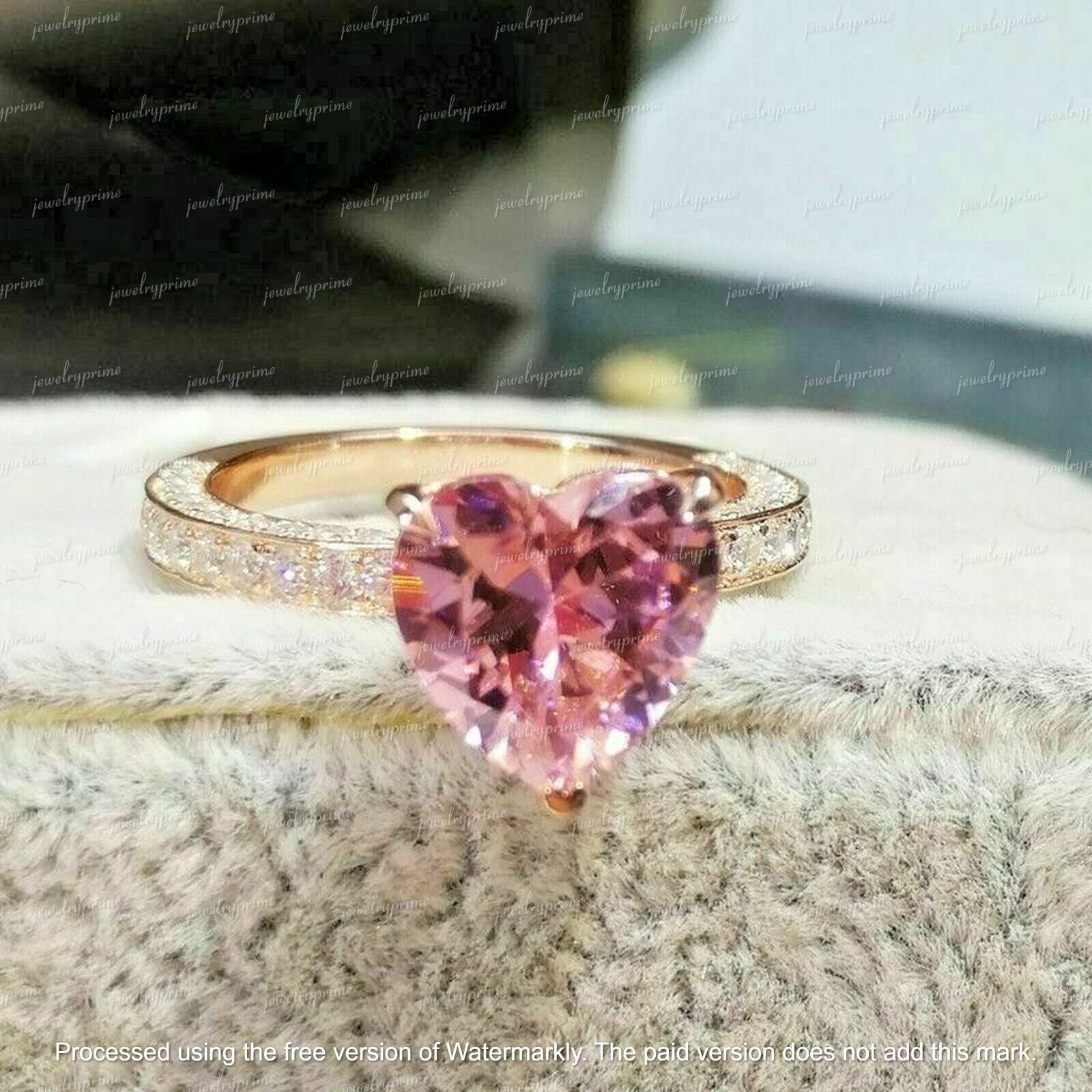 2Ct Heart Cut Lab-Created Sapphire Diamond Engagement Ring 14K Rose Gold Plated