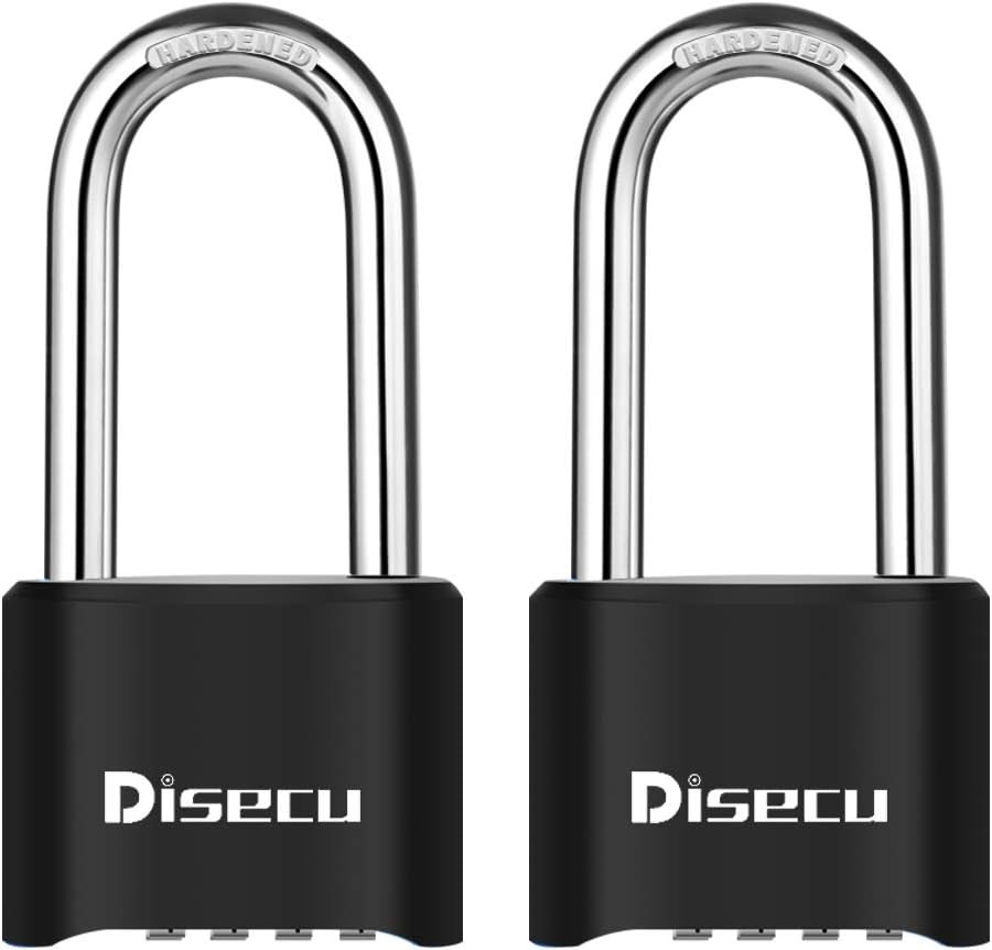 2 Pack disecu Heavy Duty 4 Digit Combination Lock, 2.5 Inch Long Shackle Outdoor