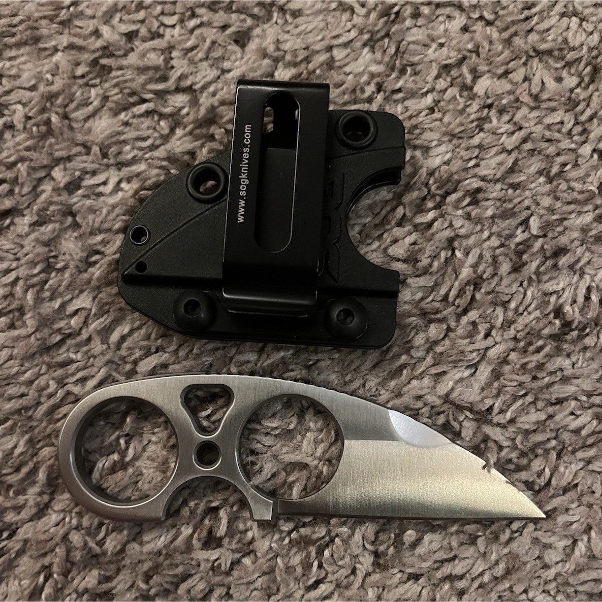 SOG Wharncliffe Fixed Blade Knife Metal Handle Stainless  2in Silver Sheath