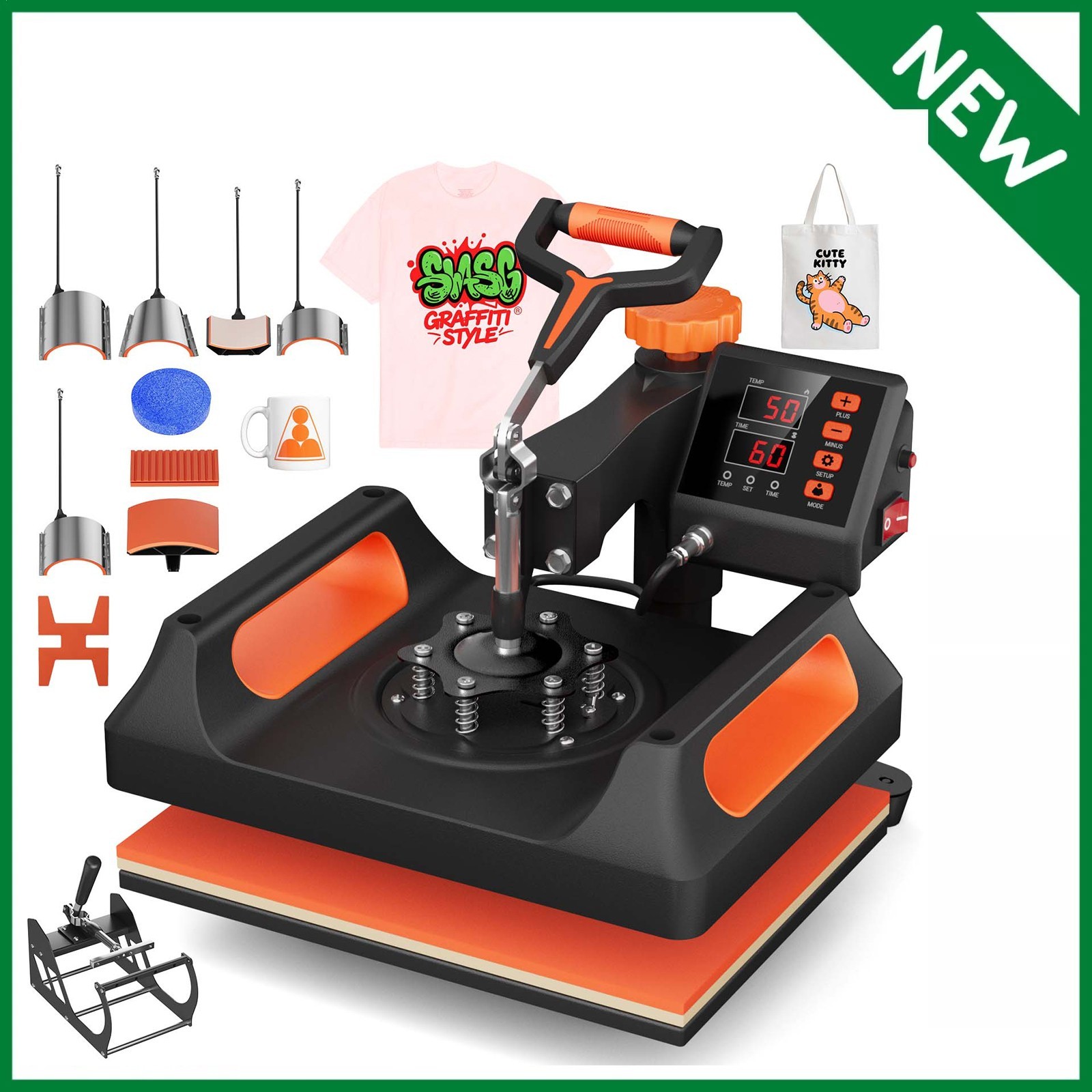 11 IN 1 Combo T-Shirt Heat Press 12"x15" Transfer Machine Sublimation Swing Away
